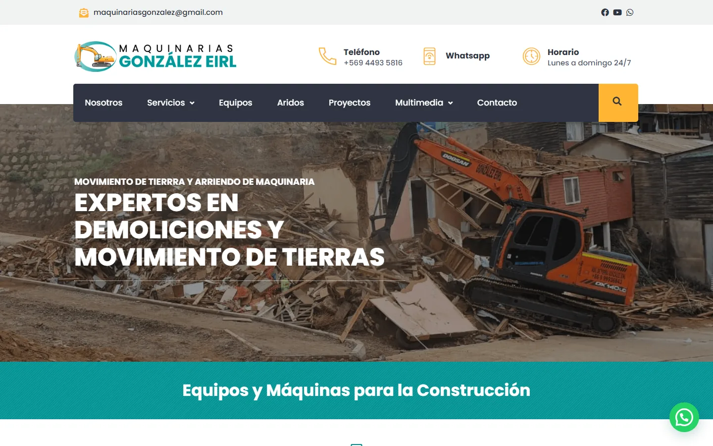 Sitio de Maquinarias González, arriendo de maquinaria pesada