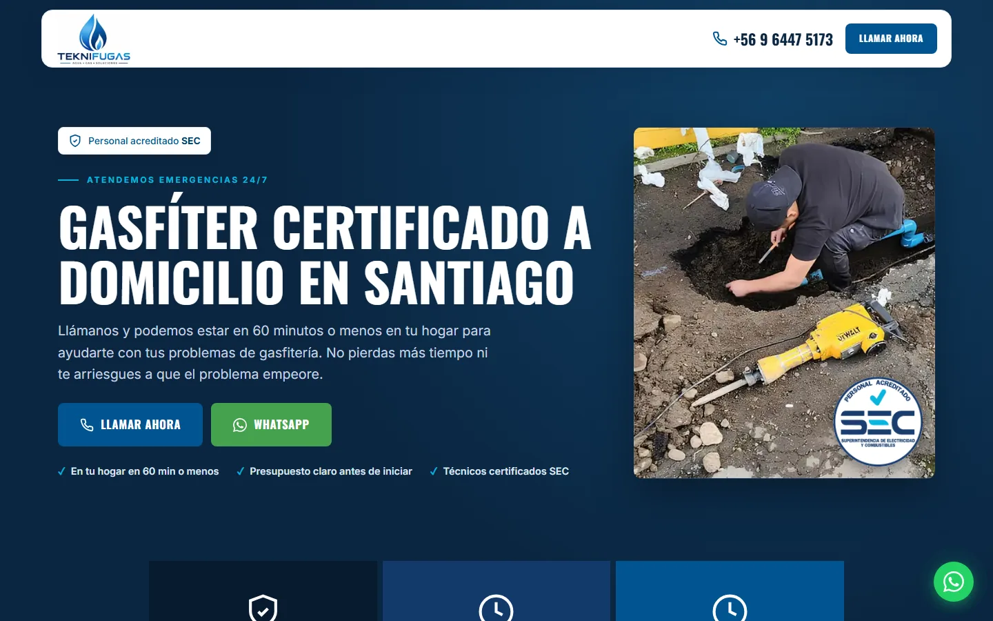 Sitio de Teknifugas, gasfiter a domicilio